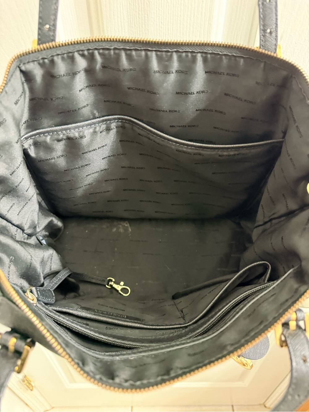 Michael Kors Black Saffiano Leather Tote with Gold Hardware - Picture 3 of 4